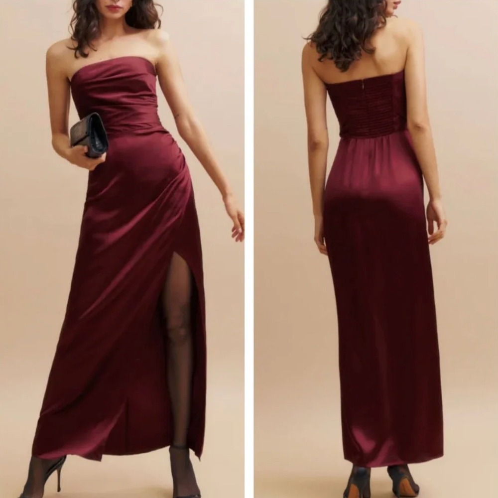 Reformation Barrow Silk Dress in Chianti Red Burgundy Size 12 NEW